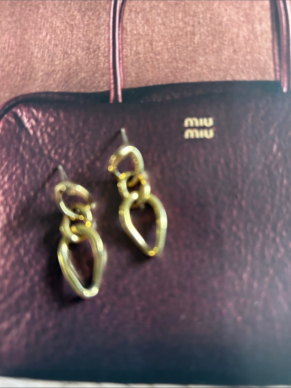 Monet  Vintage Gold Linked Hoop Drop Earrings